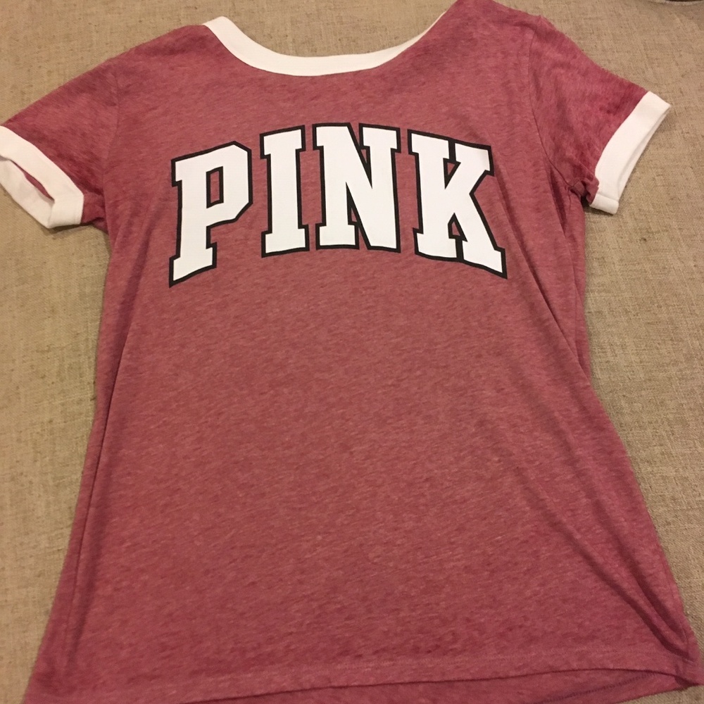 Victoria's Secret PINK Mauve Purple & White Shirt